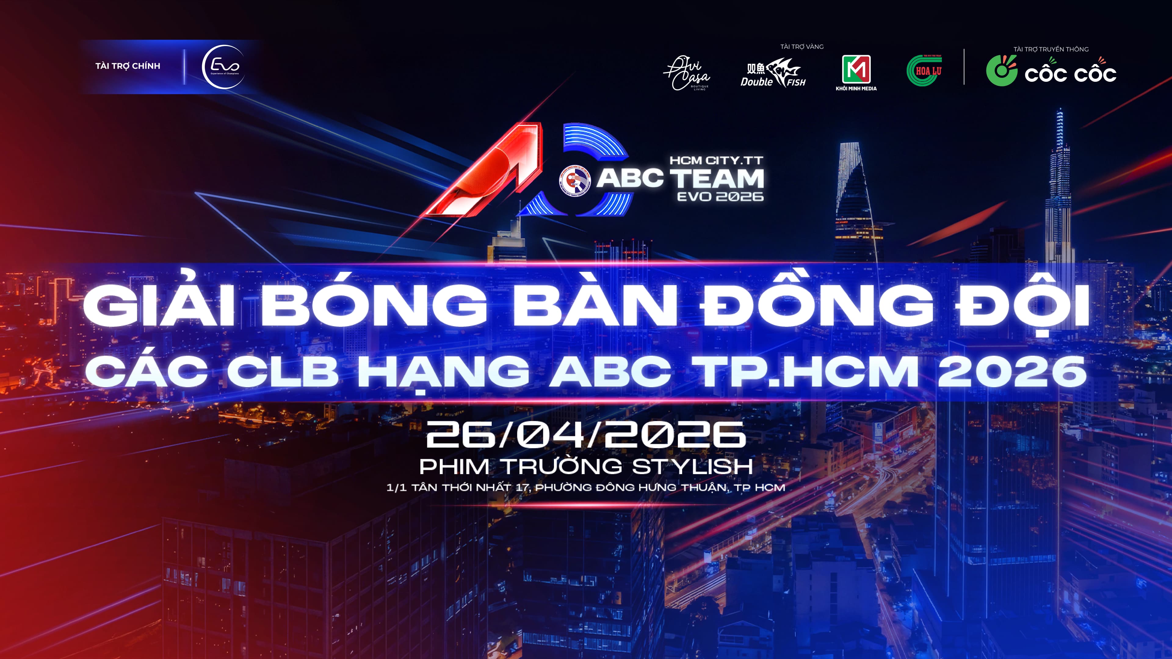 Vòng chung kết Giải Bóng bàn Đồng đội các Câu lạc bộ TPHCM hạng ABC năm 2026